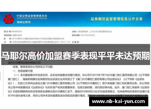马耶尔高价加盟赛季表现平平未达预期